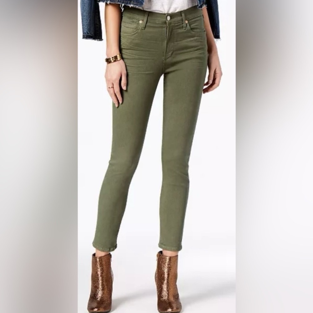 Citizen of Humanity Rocket Crop High Rise Skinny Jeans in Green Sz 25